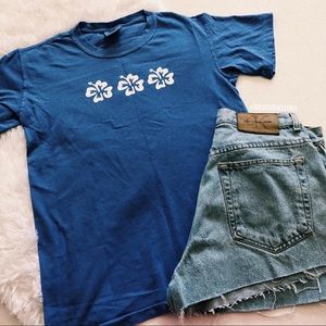 Hawaiian Flower Blue Comfort Color T-shirt